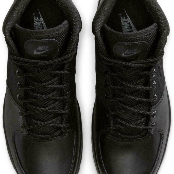 Nike Manoa Water Resistant Leather Boots Triple Black 456975-001 Mens - Picture 3 of 7